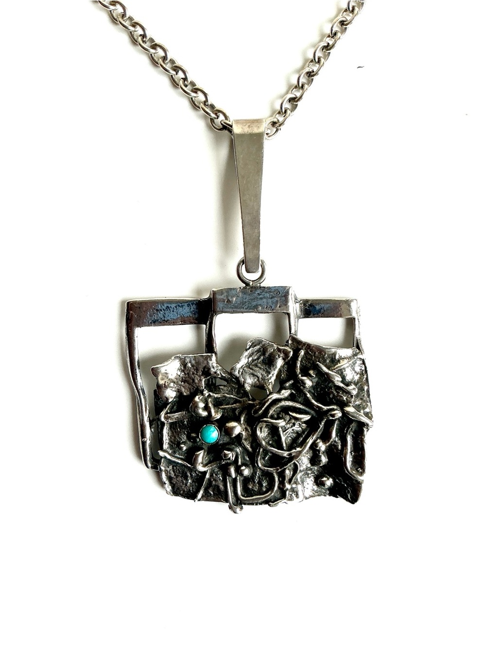 Rare Mid Century Modernist Sterling Silver Pendant